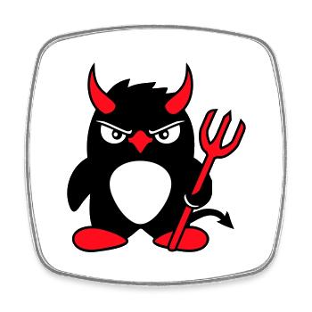 Pingouin Cornes de diable Trident Enfer Mal Satan - Magnet carré - blanc - Devant