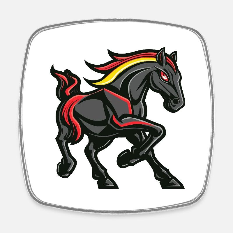 Pferd Comic - Viereckiger Kühlschrankmagnet - Weiß