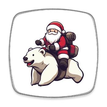 Ours polaire Père Noël dessin animé - Magnet carré - blanc - Devant