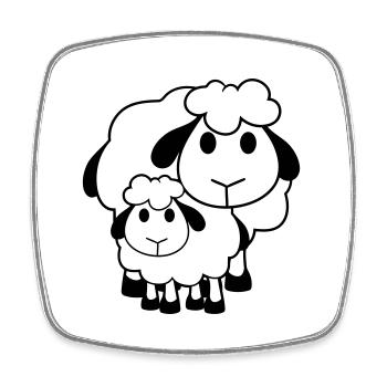 Famille Mouton 2 Papa Maman Mère Enfant Amour Bébé - Magnet carré - blanc - Devant
