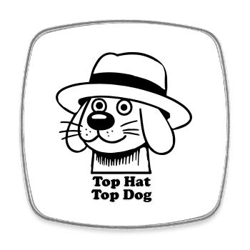 Dapper Doggo - Chapeau haut de forme, design Top Dog - Magnet carré - blanc - Devant