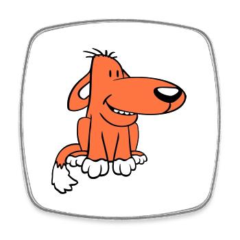Chien Assis Mignon Drôle Heureux Comique Animal de compagnie - Magnet carré - blanc - Devant