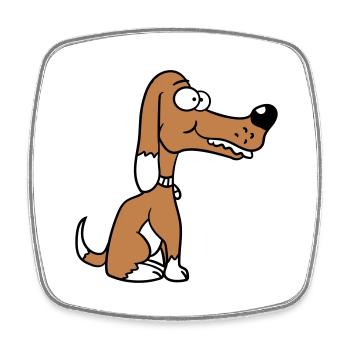 Hund Sitzt Lustig Glücklich Welpe Haustier Comic - Viereckiger Kühlschrankmagnet - Weiß - Vorne