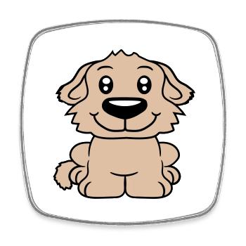 chien assis mignon petit chiot heureux animal de compagnie - Magnet carré - blanc - Devant