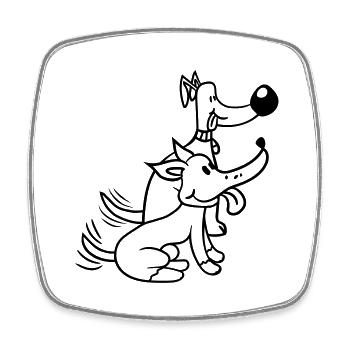 2 Hunde Team Zwei Freunde Schwänzchen Wackeln Crew - Viereckiger Kühlschrankmagnet - Weiß - Vorne