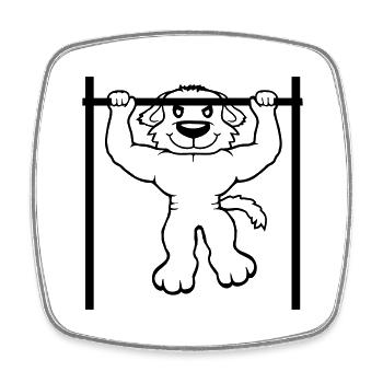 Hund Klimmzüge Stange Muskeln Gym Klimmzugstange - Viereckiger Kühlschrankmagnet - Weiß - Vorne