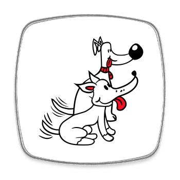 2 Hunde Team Zwei Freunde Schwänzchen Wackeln Crew - Viereckiger Kühlschrankmagnet - Weiß - Vorne