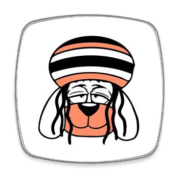 Dog Reggae Dreadlocks Hat Chill Relaxed Cool - Square fridge magnet - white - Front