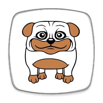 Dog Pug Small Cute Dick Love Happy Comic Fun - Square fridge magnet - white - Front