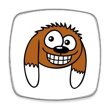 Dog looks funny grin happy smile fun - Square fridge magnet - white - Front
