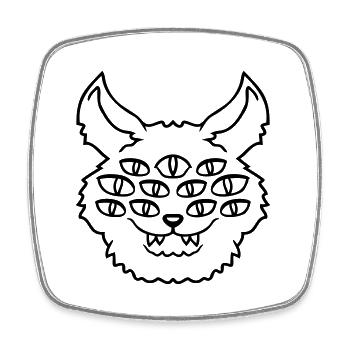 Cat Demon Many Eyes Devil Hell Evil Monster - Square fridge magnet - white - Front