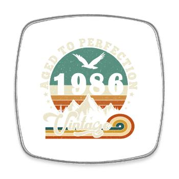 Aged to perfection 1986 Retro -Edition 2025. - Square fridge magnet - white - Front