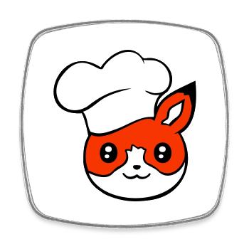 Fox Chapeau de chef Chef Cuisine Restaurant Cuisine - Magnet carré - blanc - Devant