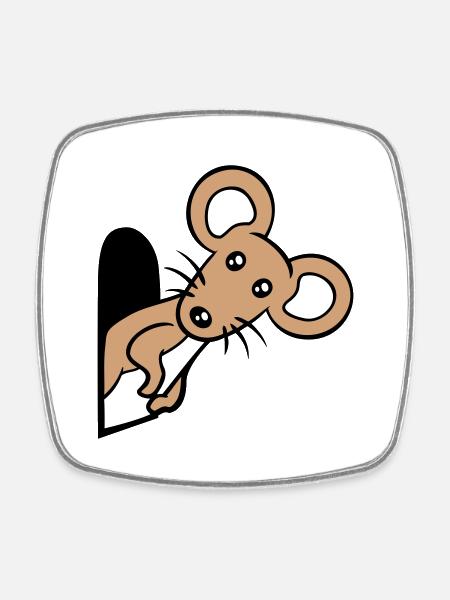 Trou de souris Trou de souris Trou de souris Peeps Mignon Drôle Bande dessinée - Magnet carré - blanc