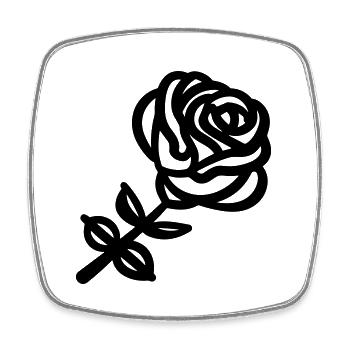 Rosa Blume - Viereckiger Kühlschrankmagnet - Weiß - Vorne