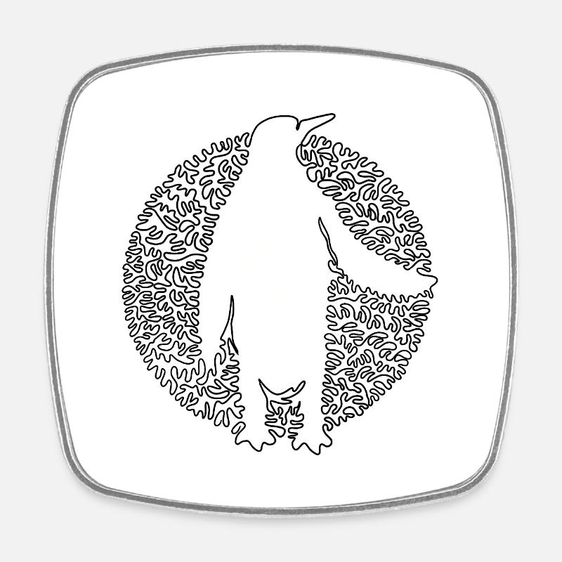 Pinguin - Viereckiger Kühlschrankmagnet - Weiß