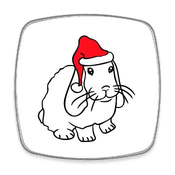 Lapin Père Noël Père Noël Chapeau Chapeau Cadeau - Magnet carré - blanc - Devant