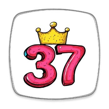 37 Nombre Couronne - Magnet carré - blanc - Devant