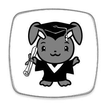 Bunny College School Graduation Abitur Certificat Sweet - Magnet carré - blanc - Devant
