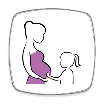 Schwangere mit ihrer Tochter - Silhouette - Viereckiger Kühlschrankmagnet - Weiß - Vorne
