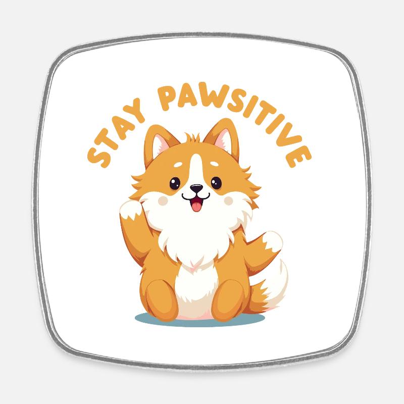 Stay Pawsitive - Square fridge magnet - white