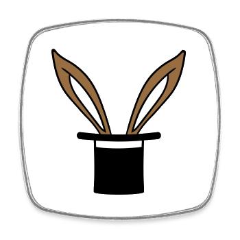 Hase Zylinder Hut Zauberer Kaninchen zaubern Trick - Viereckiger Kühlschrankmagnet - Weiß - Vorne