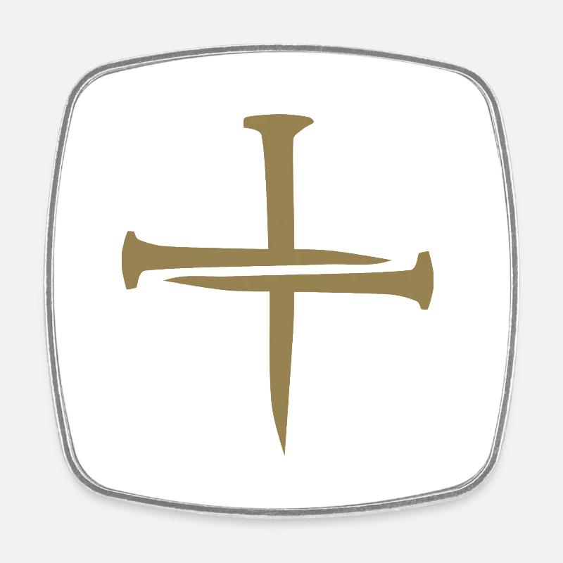 Three Nails Cross AMDG - Square fridge magnet - white