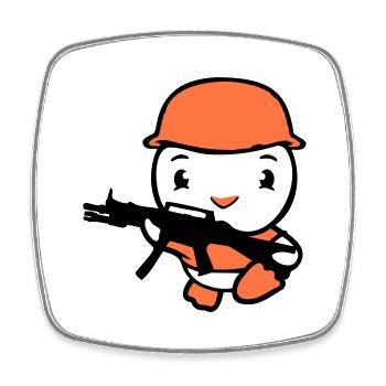Ente Soldat Armee Berufssoldat Helm Waffe rennt - Viereckiger Kühlschrankmagnet - Weiß - Vorne