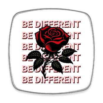 SOYEZ DIFFÉRENT – Rose Rouge, Amour-Propre, Positivité - Magnet carré - blanc - Devant