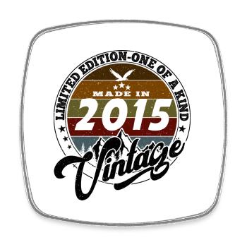Eleganter Vintage: 2015 Retro Geschenk 2015 2025 - Viereckiger Kühlschrankmagnet - Weiß - Vorne