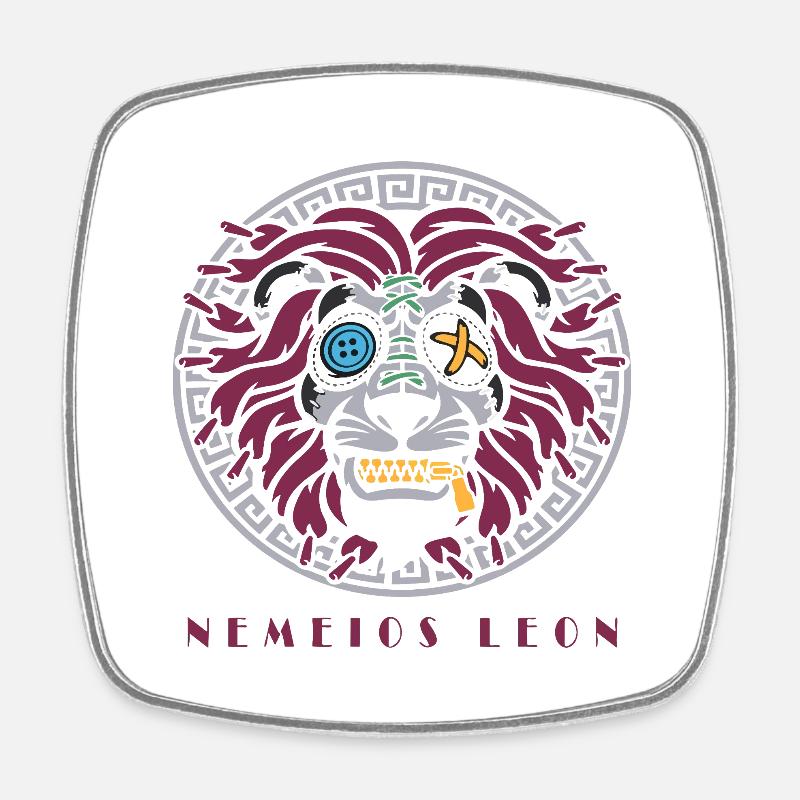 Nemeios Leon - Lion à l’aspect romain - Magnet carré - blanc