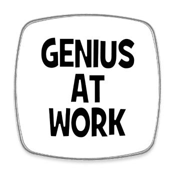 Genius at Work - Genie bei der Arbeit - Square fridge magnet - white - Front