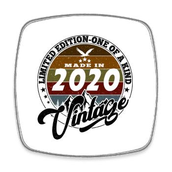 Elegant Vintage: 2020 Retro Geschenk 2020 2025 - Viereckiger Kühlschrankmagnet - Weiß - Vorne