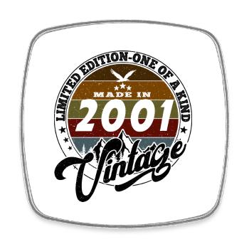 Eleganter Vintage: 2001 Retro Geschenk 2001 2025 - Viereckiger Kühlschrankmagnet - Weiß - Vorne