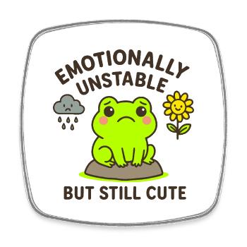 emotionally unstable - but still cute - Viereckiger Kühlschrankmagnet - Weiß - Vorne