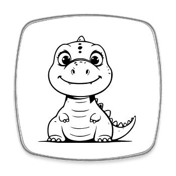 Chubby dino as vector illustration - Square fridge magnet - white - Front