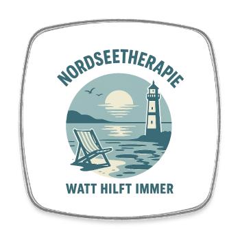 Nordseetherapie - Watt hilft immer - Viereckiger Kühlschrankmagnet - Weiß - Vorne
