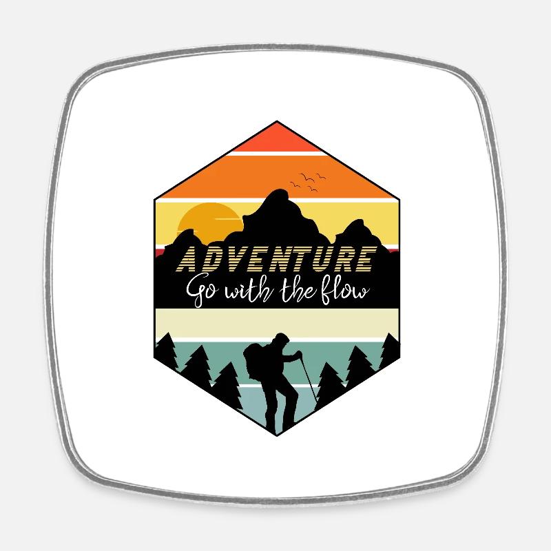 New Adventure - Go With The Flow - Square fridge magnet - white