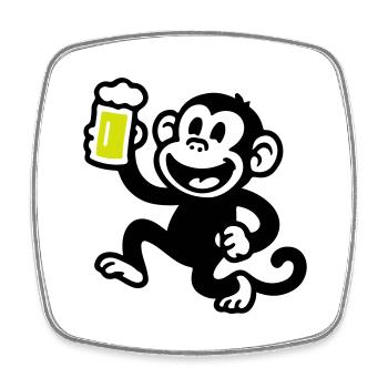 Monkey Beer Funny - Square fridge magnet - white - Front