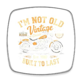 Vintage 1987 Born Motorcycle Birthday Gift - Square fridge magnet - white - Front