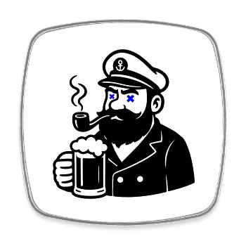 Capitaine Bière - Magnet carré - blanc - Devant