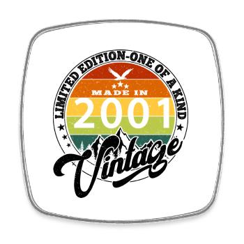 2001 Anniversaire Né en 2001 vintage Rétro. Editio - Magnet carré - blanc - Devant