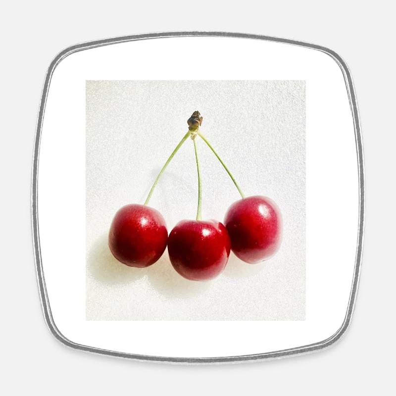 Cerise - Magnet carré - blanc