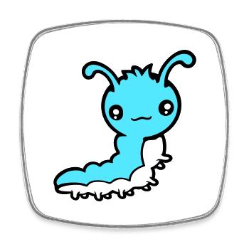 Chenille mignonne petite larve amicale ver heureux - Magnet carré - blanc - Devant
