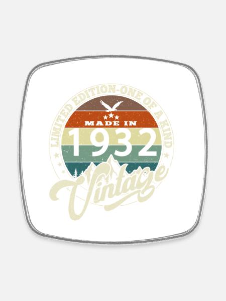 Jahrgang 1932 Das Beste von 1932 - 93 Jahre alter Geburtstag - Viereckiger Kühlschrankmagnet - Weiß