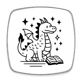 Dragon dessin - Magnet carré - blanc - Devant