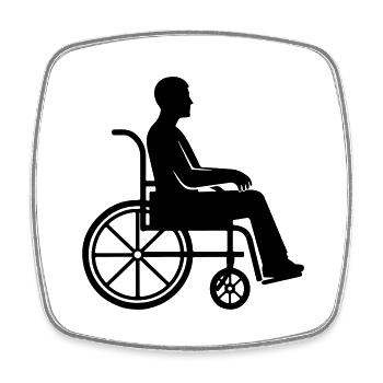 Wheelchair Man - Square fridge magnet - white - Front