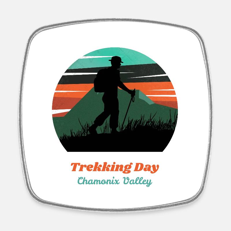 Trekking day Chamonix - Square fridge magnet - white