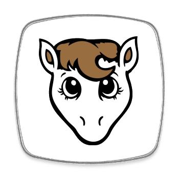 cheval mignon poney fille femelle fille cheval fille - Magnet carré - blanc - Devant