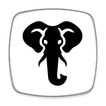 Elefant - Viereckiger Kühlschrankmagnet - Weiß - Vorne